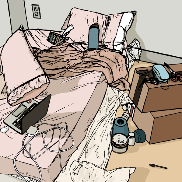Illustration of messy bedroom: Entropy Illustration Series