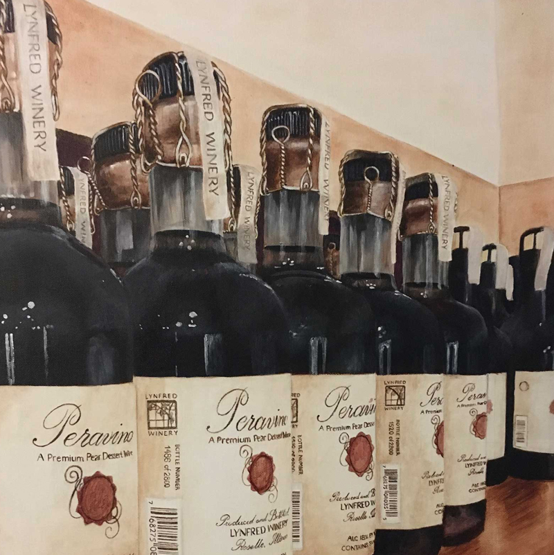 Painting of wine bottles